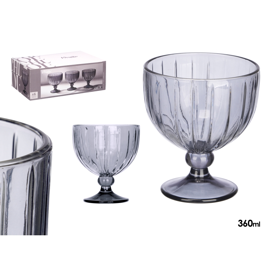 350 ml smoky striped ice cream cup, 12×10.5×10.5 cm, 12398, Kinv