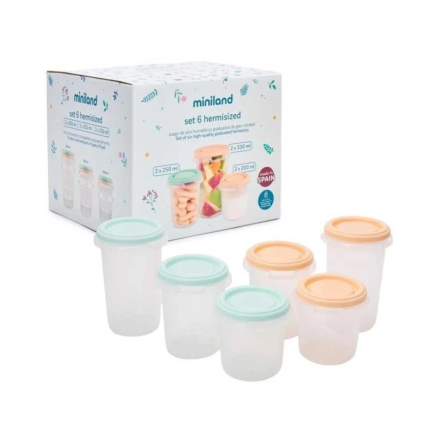 Miniland Dreamland Crvsh Airtight Containers Set of 6