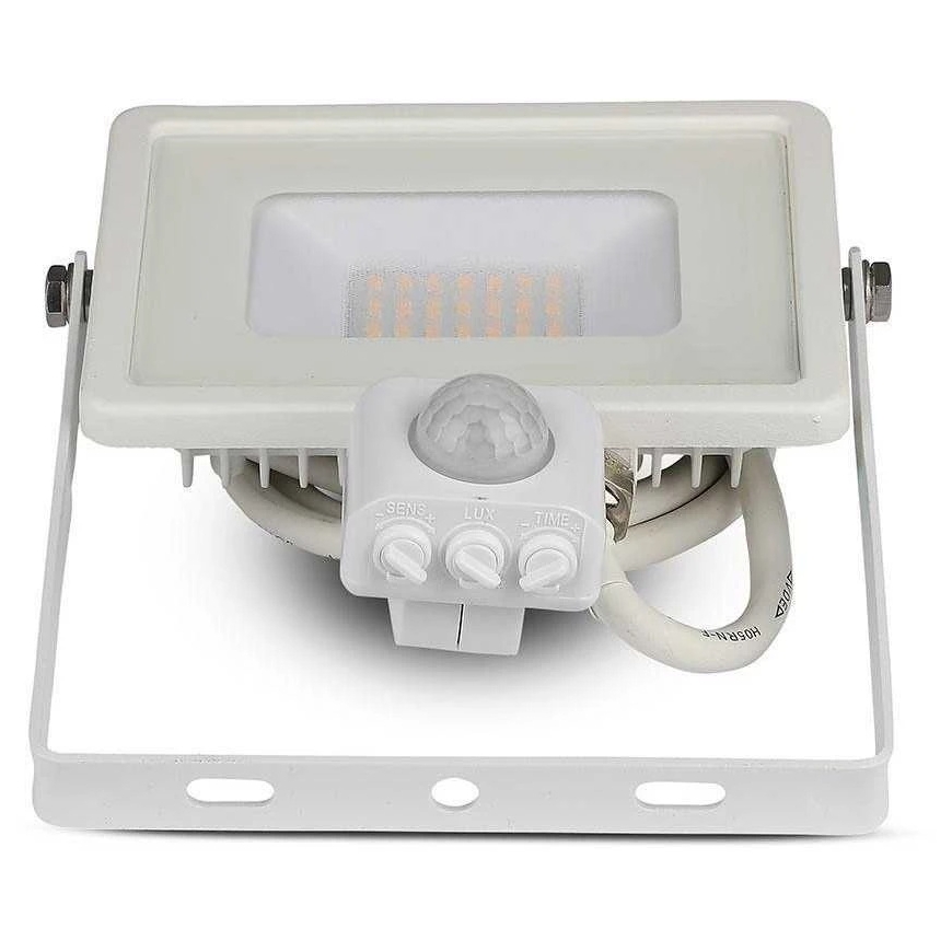 20W LED-projektori, 3000K, liiketunnistimella, valkoisella kotelolla, SAMSUNG LED-siru – 3