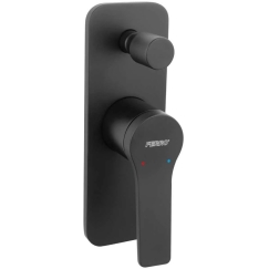 Wall-mounted shower mixer Ferro Stratos, black, with diverter