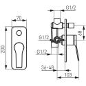 Wall-mounted shower mixer Ferro Stratos, black, with diverter Wall-mounted shower mixer Ferro Stratos, black, with diverter