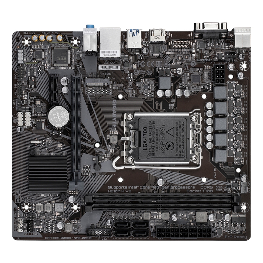 GIGABYTE H610M H V2 pagrindinė plokštė Intel H610 Express LGA 1700 „micro ATX“ – 4