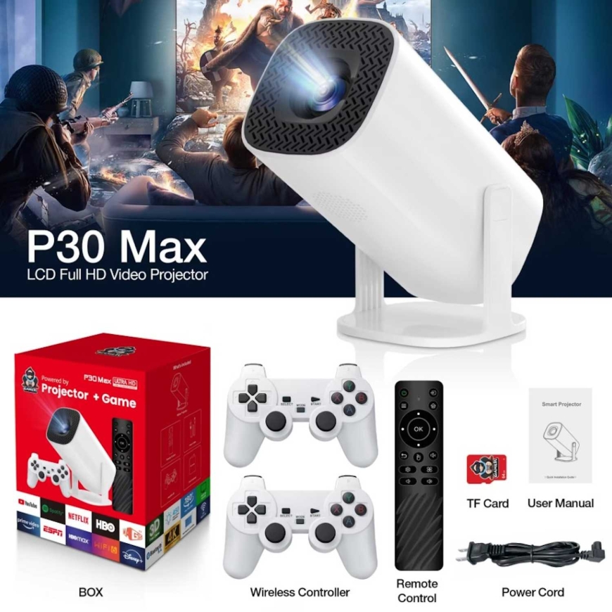 Riff P30MAX Portable Gaming Projector White
