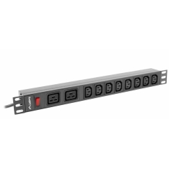 Lanberg PDU-02I1908I-0200-C20-BK tehonjakeluyksikkö 10 AC-pistorasia(a) 1U musta