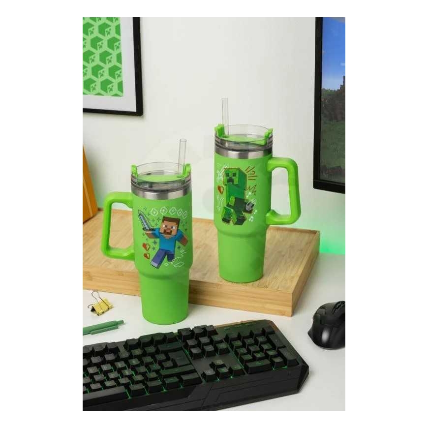 Paladone Minecraft Green 900ml Insulated Cup and Straw – 2