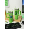 Paladone Minecraft žalias 900 ml izoliuotas puodelis ir šiaudelis Paladone Minecraft žalias 900 ml izoliuotas puodelis ir šiaudelis