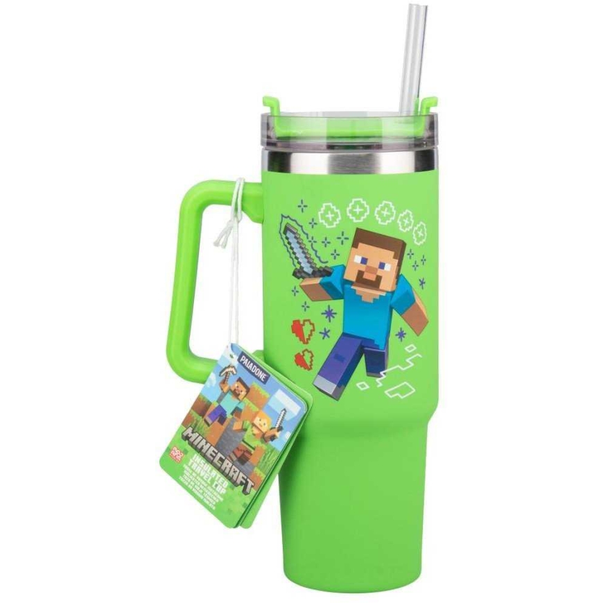 Paladone Minecraft Green 900ml Insulated Cup and Straw – 3