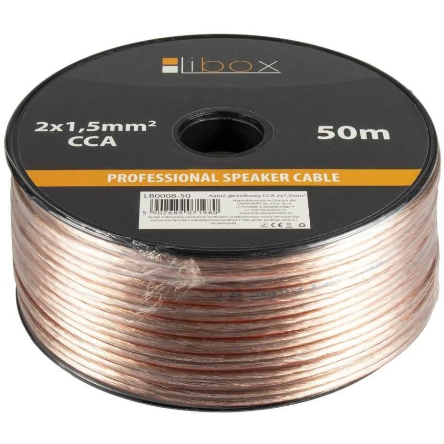 Libox Kabel głośnikowy 2x1,50mm LB0008-50 аудио кабель 50 m Прозрачный – 2