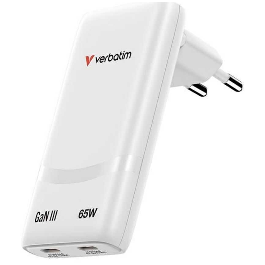 Verbatim Fold n Go lādētājs 65W PD QC balts