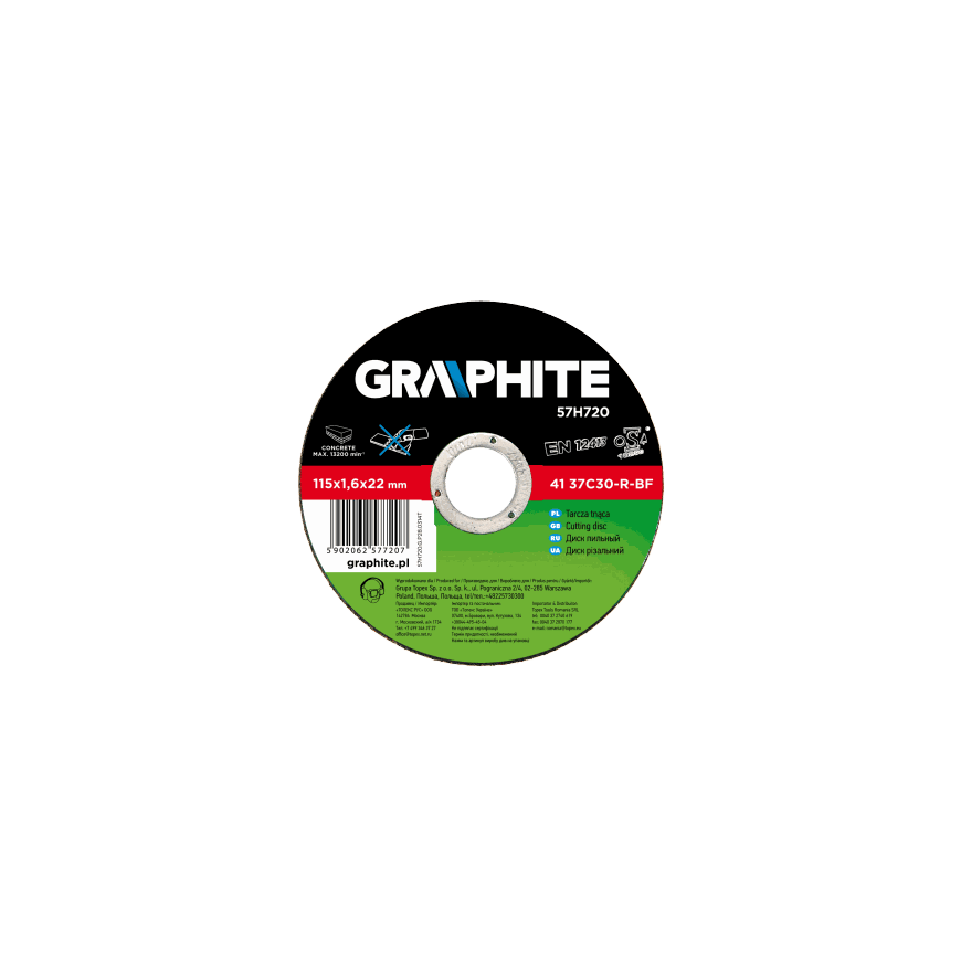 Graphite Graphite stone cutting disc 115x1.6x22.2mm (57H720)
