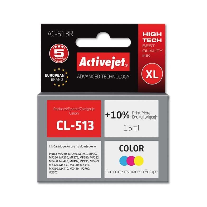 Activejet AC-513R mustekasetti 1 kpl Yhteensopiva Korkea (XL) värintuotto Syaani, Magenta, Keltainen