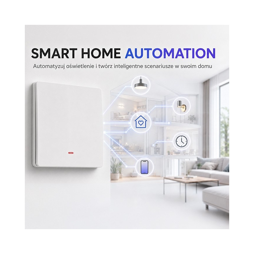 Qoltec 52719 Умный одноклавишный выключатель | Wi-Fi | Таймер | Tuya | Умная жизнь | Белый – 2