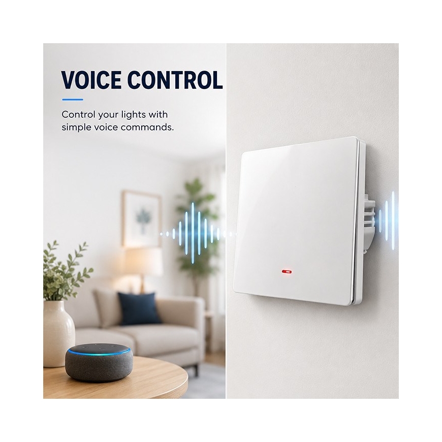 Qoltec 52719 Išmanusis vieno jungiklio šviesos jungiklis | Wi-Fi | Laikmatis | Tuya | Išmanus gyvenimas | Baltas – 4