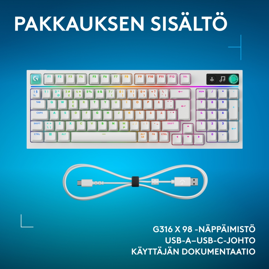 Logitech G316 X 98 spēļu tastatūra, balta – 3