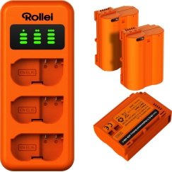 Rollei EN-EL15 3 iepakojuma akumulatoru un lādētāja komplekts