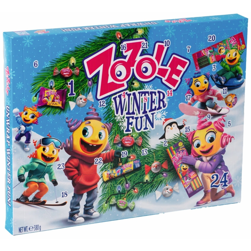 Zozole Winter Fun kommipühadekalender, 380 g