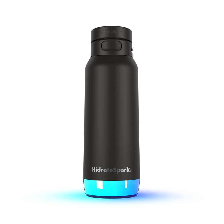 HidrateSpark PRO 2 viedā ūdens pudele ar salmiņu, 0,95 l, melna