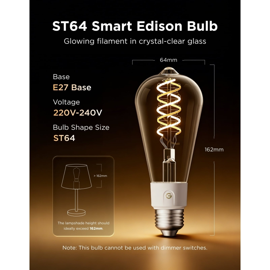 Govee Smart Edison E27 älylamppu, 500 lm, 2 kpl – 5