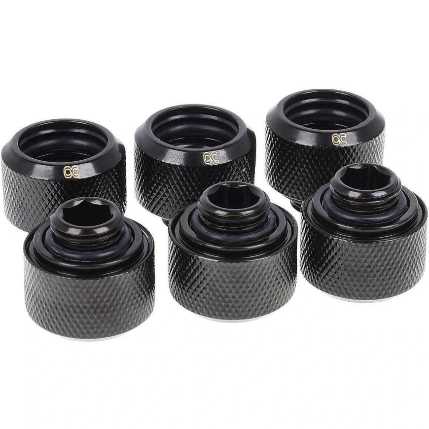 Alphacool Pipe connection 1/4" on 16/10mm black 6pcs.