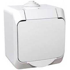Schneider SOCKET SINGLE IP44 WHITE CEDAR+