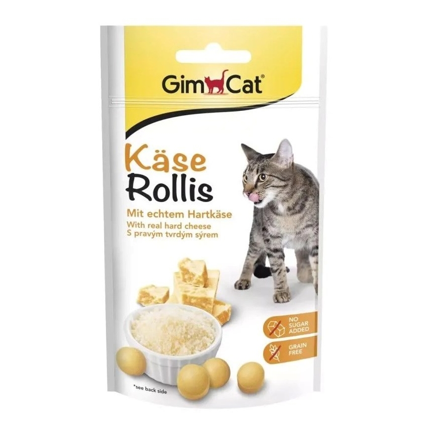 GIMCAT Käse-Rollis Crunchy Cheese Bites – cat treat – 40g