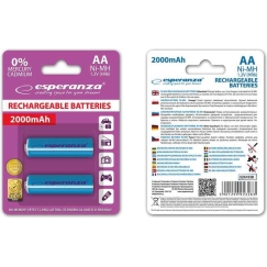 Esperanza Rechargeable Blue AA / R6 2000mAh 2 pack