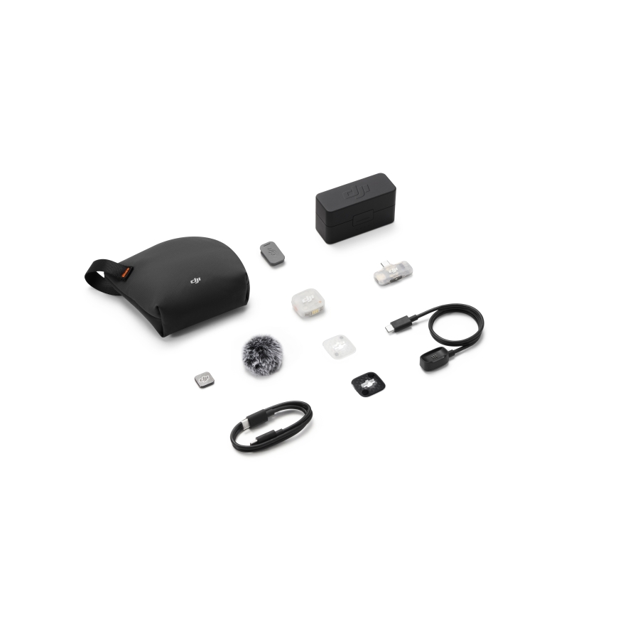 DJI Mic Mini 2S wireless microphone, 1 transmitter, mobile receiver, charging case