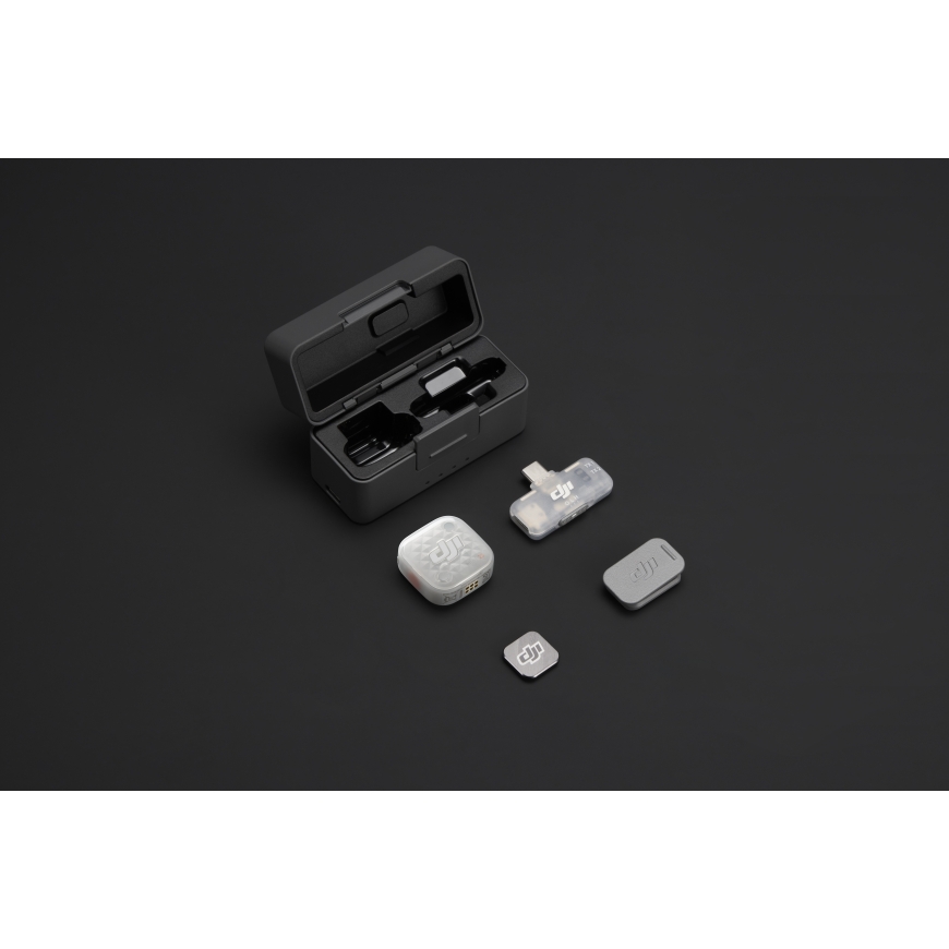 DJI Mic Mini 2S bevielis mikrofonas, 1 siųstuvas, mobili imtuvas, įkrovimo dėklas – 3