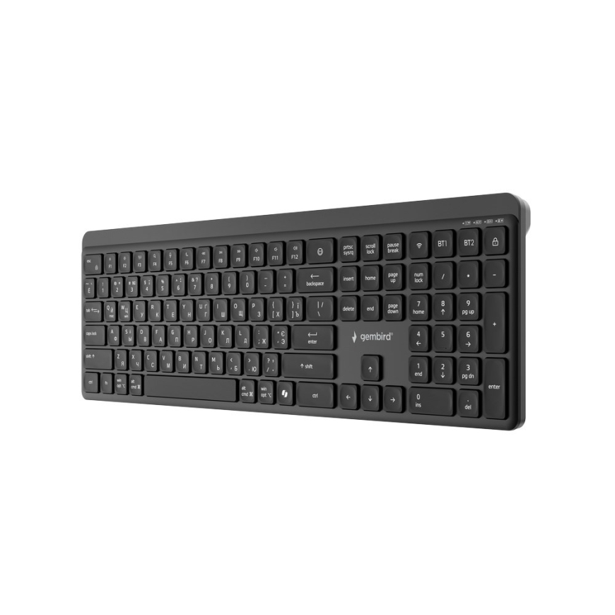 Gembird KB-WPS-03-CYRL Dual-mode pro-business slim wireless keyboard, 2.4G+BT, RU layout – 4