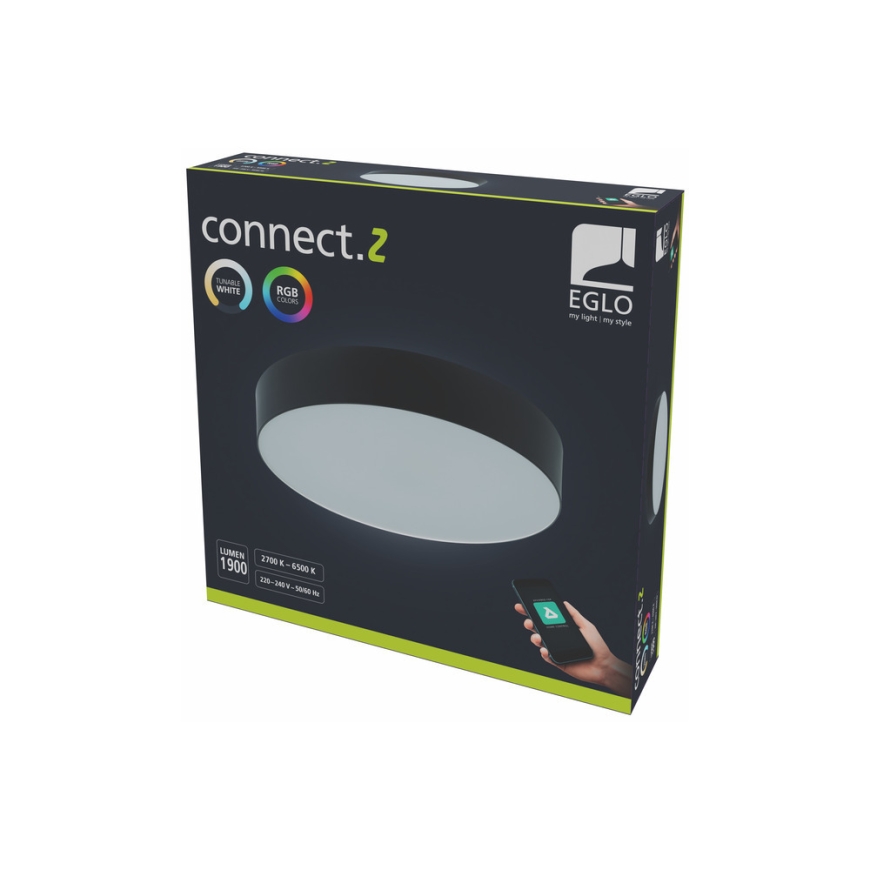 Eglo Gallizzi-Z smart ceiling light, black, 39 cm