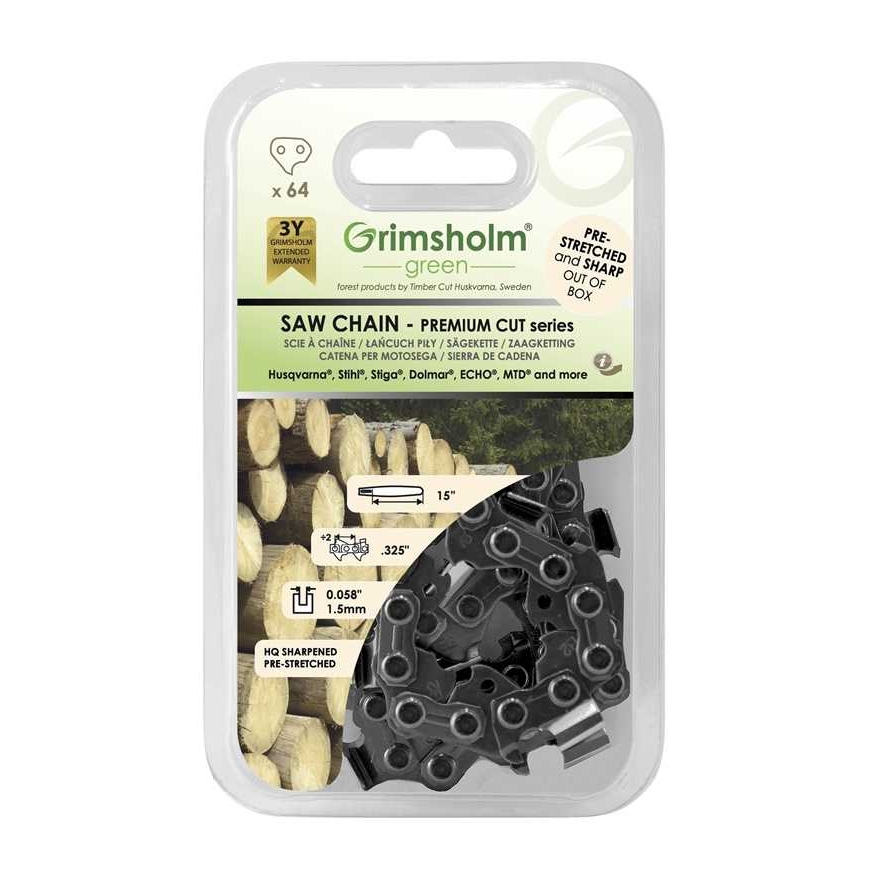 GRIMSHOLM ЦЕПЬ ДЛЯ ПИЛЫ ПРЕМИУМ 64 DL .325 .058/1.5MM