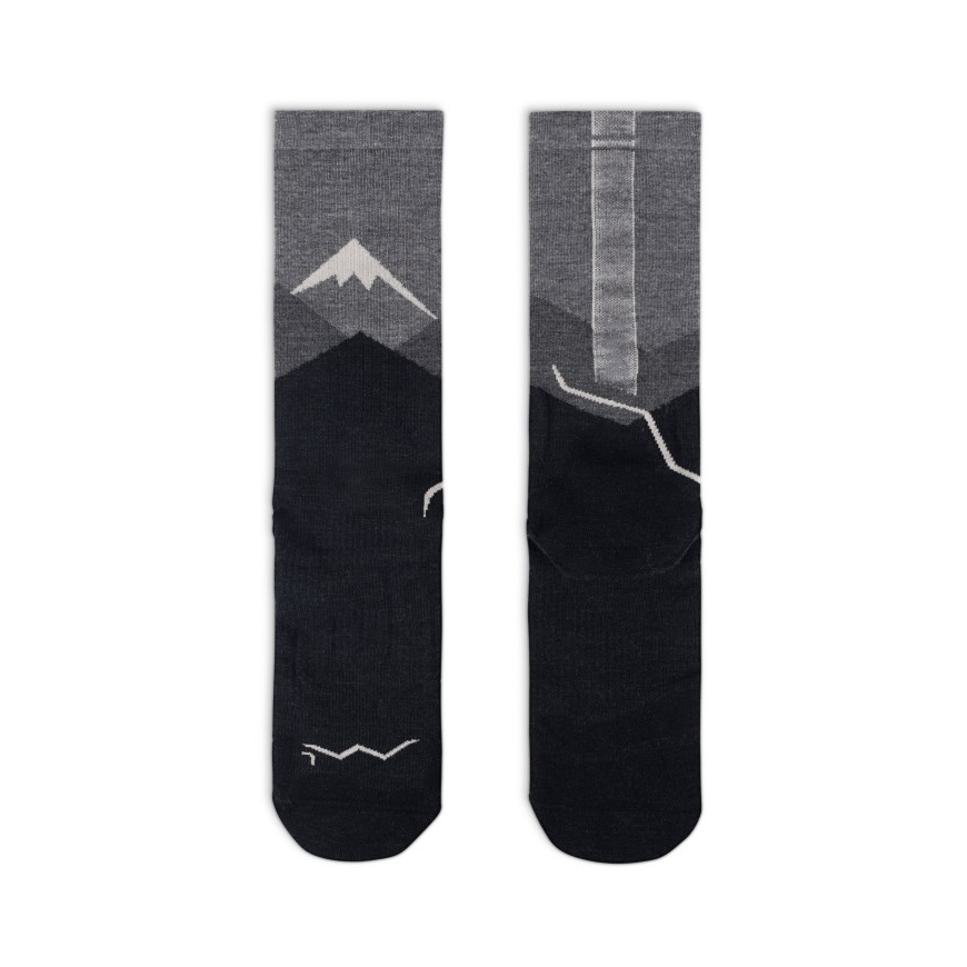 BUFF Merino Lengvas Crew Kojinės LWC1, Pilka, Juoda L – 2