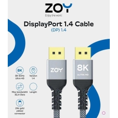 Zoy DisplayPort to DisplayPort 1,8 m Harmaa (ZCD18)