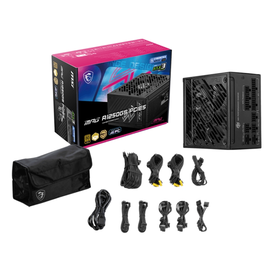 MSI MPG A1250GS PCIE5 barošanas avotu vienība 1250 W 20+4 pin ATX ATX Melns – 5