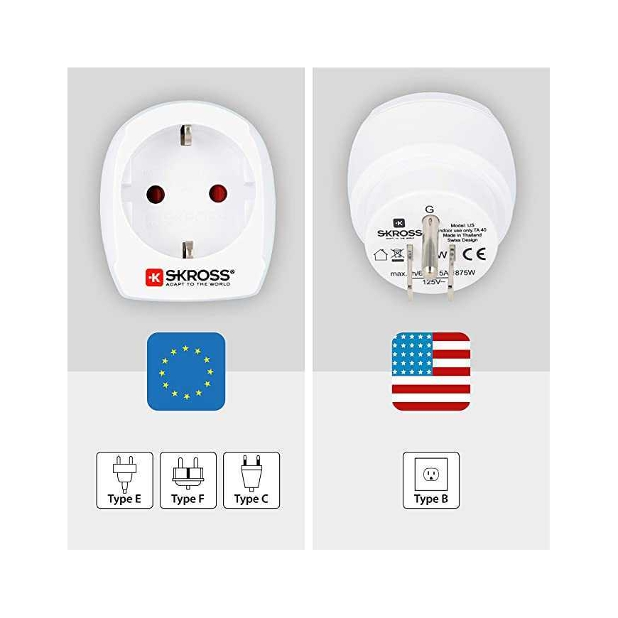 Skross Euroopasta USA:han adapteri – 2