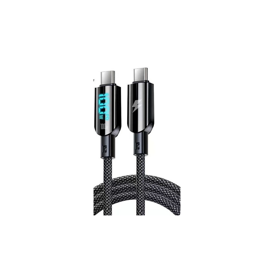 Vakoss TC-U560 USB-C to USB-C Cable with Digital Display, 100W, 1.5m, Black