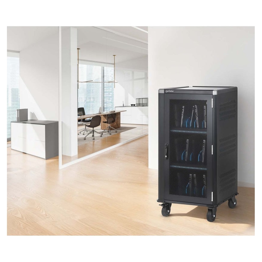 Manhattan Laptop Charging Cabinet Trolley/Cart via USB-C 65W 16" 30-bay, Suitable for USB-C laptops (to 16"), iPads, MacBooks, C – 5