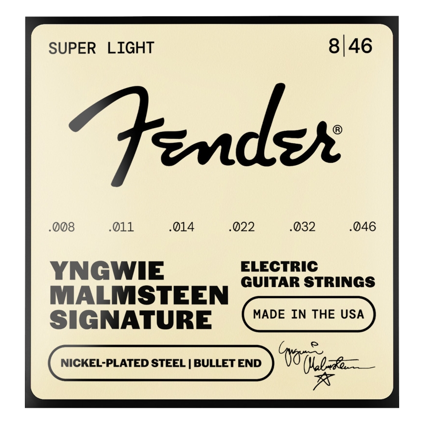 Fender Yngwie Malmsteen kitaran keeled, nikeldatud teras, bullet-ots .008-.046