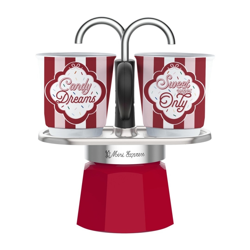 Mini Express 2TZ kavos virimo rinkinys + 2 puodeliai BIALETTI Candyland 90 ml (5461)