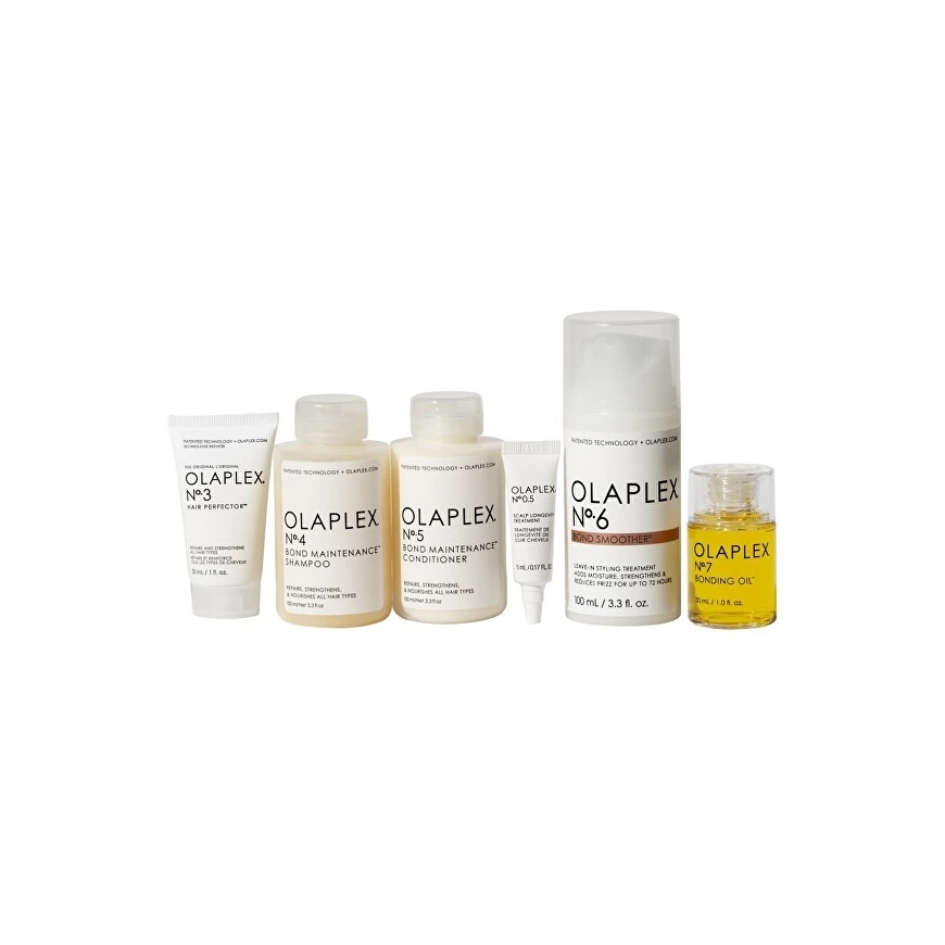 "Olaplex"-setti, joka antaa hiuksille kiiltoa: nro 6 "Bond Smoother" muotoilukreemi, 100 ml + nro 3 "Hair Perfector" hiusten pal