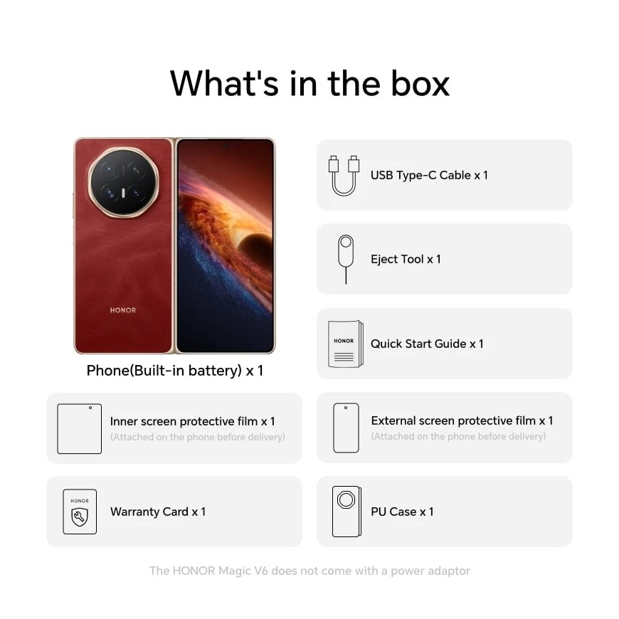 Honor MAGIC V6 16.6 cm (6.52") Hybrid Dual SIM 5G USB Type-C 16 GB 512 GB 6660 mAh Red – 2