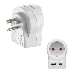 Hama EU to US адаптер сетевой вилки Тип B Тип C (Europlug)+Тип F Белый