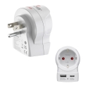 Hama EU to US elektriskās kontaktdakšas adapters B tips C tipa (Europlug) + F tipa Balts