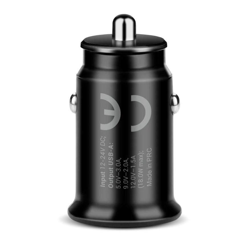 Car charger 1 X USB QC3.0 18W black + cable USB-C 1m – 4