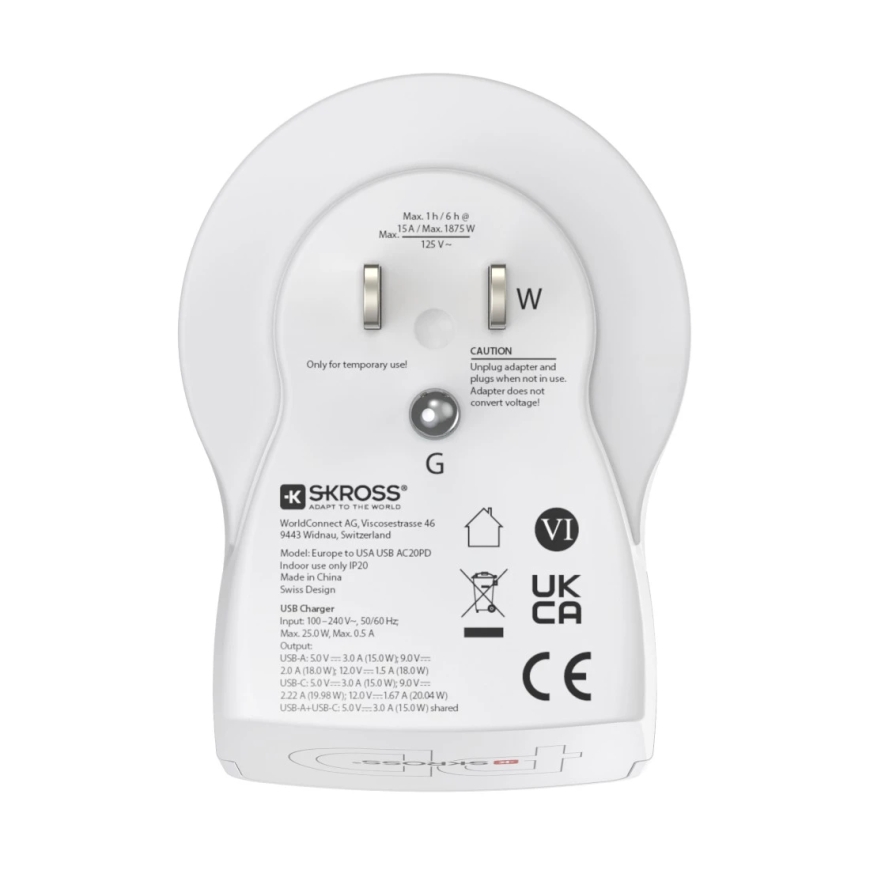 Hama EU to US адаптер сетевой вилки Тип B Тип C (Europlug)+Тип F Белый – 5