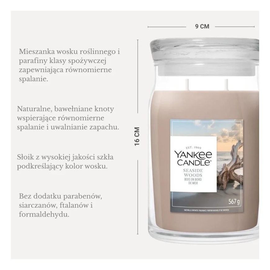 Aromatizētā svece YANKEE CANDLE SEASIDE WOODS 567 g liela – 2