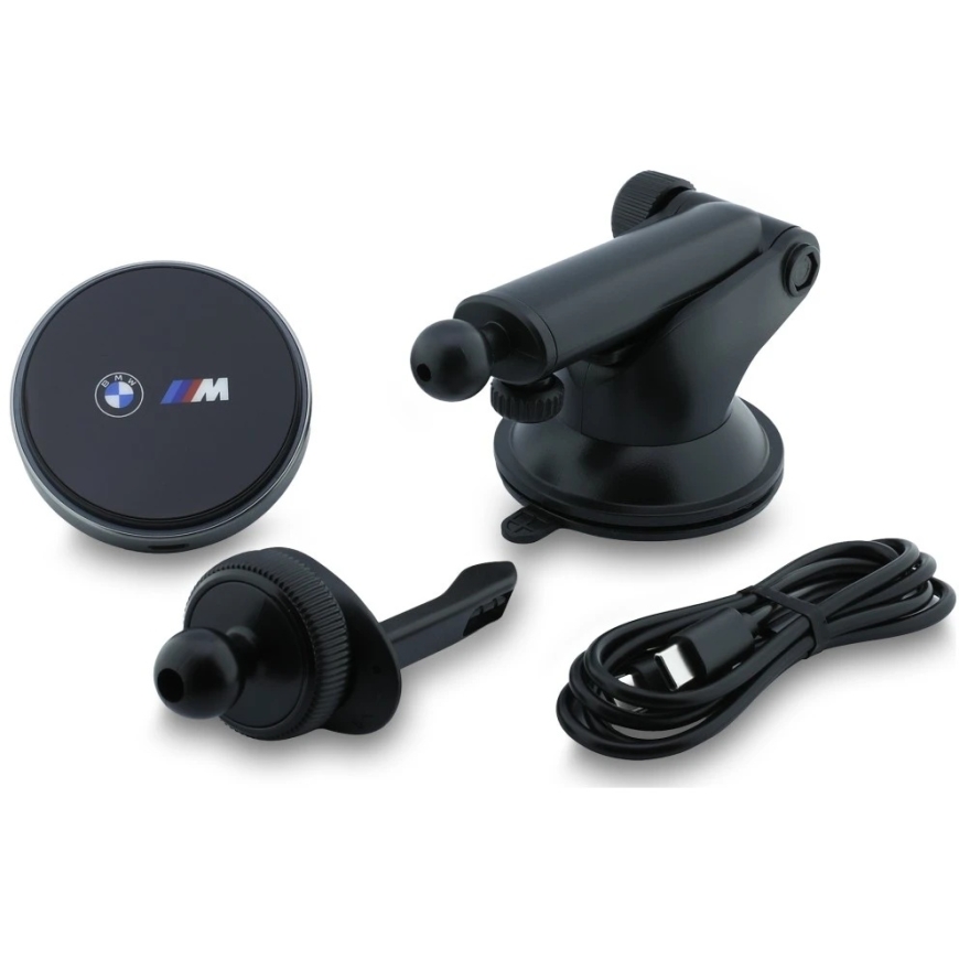 BMW M Edition 25W Qi2 MagSafe bezvadu lādētāja automobiļa turētājs paneļam / vējstiklam / ventilācijas restēm, melns – 3