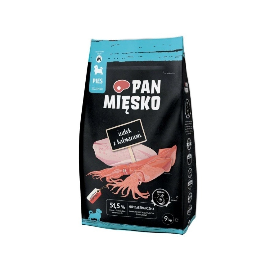 PAN MIĘSKO Turkey with squid Puppy M - kuivaruoat koirille - 9kg