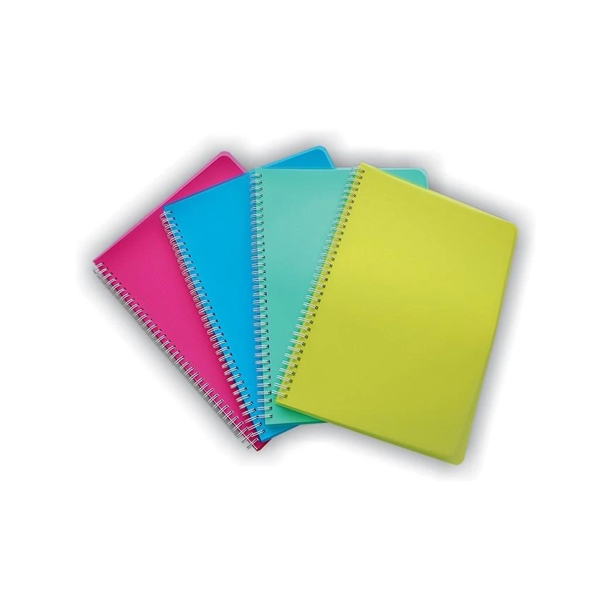 Sąsiuvinis su spirale SMLT, A4, plastikiniai viršeliai, 96 lapai, langeliais