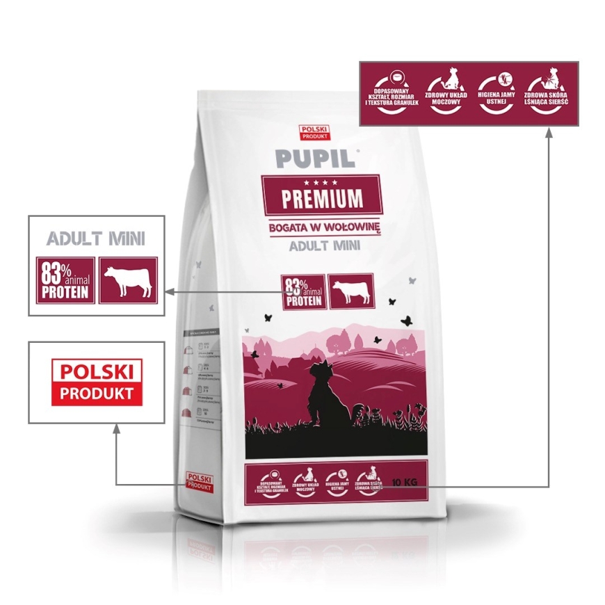 PUPIL Premium Mini, runsas naudanliha - kuiva koiranruoka - 10kg – 5